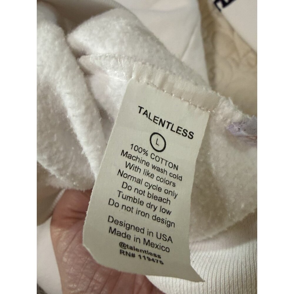 Talentless VOTE Hoodie Sweatshirt White Blue Logo Size L NEW! - Picture 7 of 7